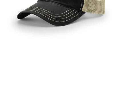 Richardson Garment Washed Trucker 111 Black Khaki OSFA