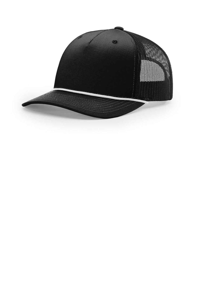 Richardson FivePanel with Rope 112FPR Black White OSFA