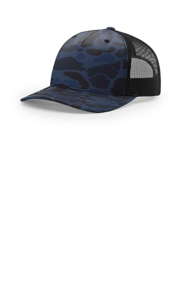 Richardson Printed FivePanel Trucker 112PFP Admiral Duck Camo Black OSFA
