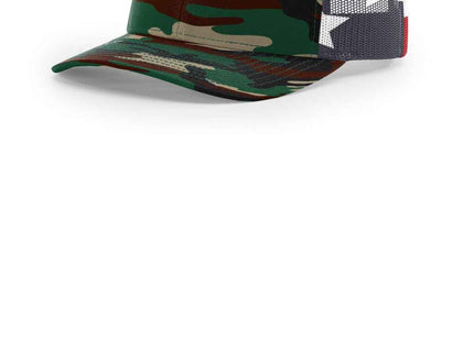Richardson Printed Mesh Trucker 112PM Green Camo Stars Stripes OSFA