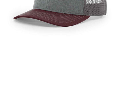 Richardson Trucker Cap 112 Heather Grey Charcoal Maroon OSFA