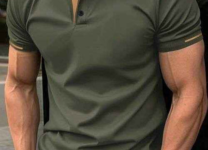 Men's Premium Summer Contrast Binding Short Sleeve Polo Shirt Green