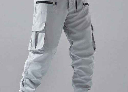 Men's Premium Black Cargo Trousers with Flap Pockets Gray