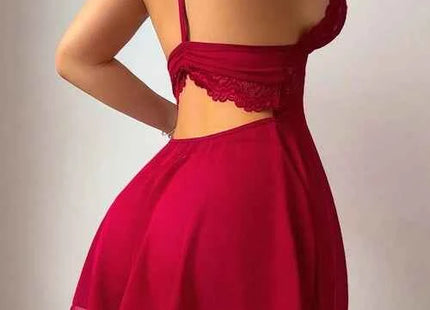 Premium 2-Piece Sexy Lace & Mesh Backless A-Line Dress Set