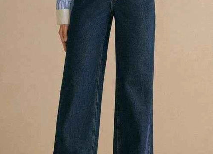 Women's Premium Slant Pocket Wide Leg Denim Jeans Blue