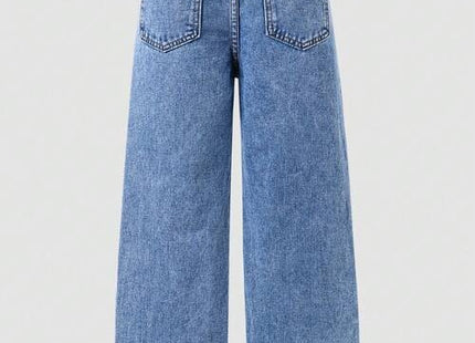 Girls' Premium Heart Embroidered Wide Leg Jeans