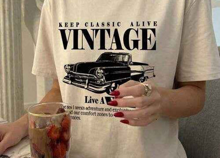 Women's Premium Vintage Car Graphic T-Shirt