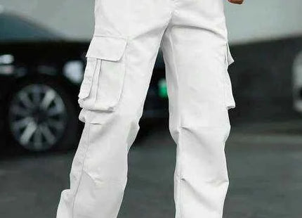 Men's Premium Wide Leg Cargo Pants White