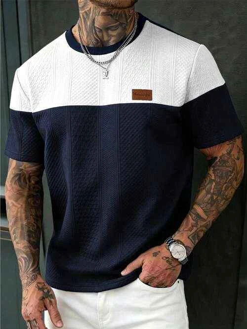 Men's Premium Color Block Short Sleeve T-Shirt Navy