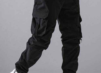 Men's Premium Black Cargo Trousers with Flap Pockets Black