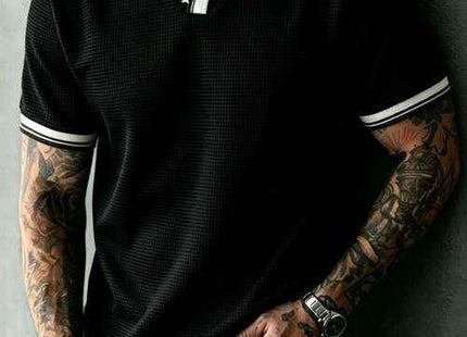 Men's Premium Contrast Trim Short Sleeve Polo Shirt Black