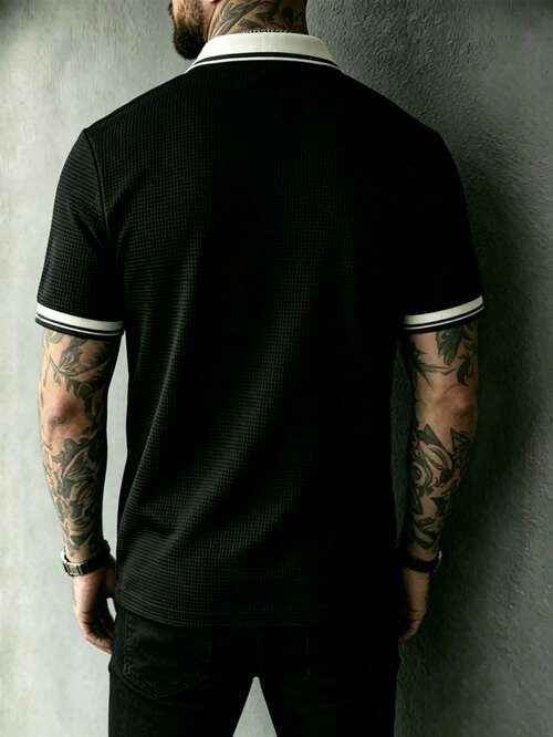 Men's Premium Contrast Trim Short Sleeve Polo Shirt