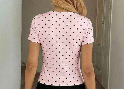 Women's Premium Pink Polka Dot Print T-Shirt