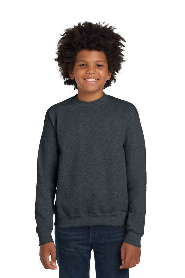 Gildan Youth Heavy Blend Crewneck Sweatshirt 18000B Dark Heather