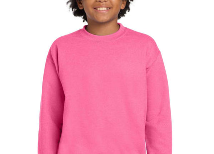 Gildan Youth Heavy Blend Crewneck Sweatshirt 18000B Safety Pink