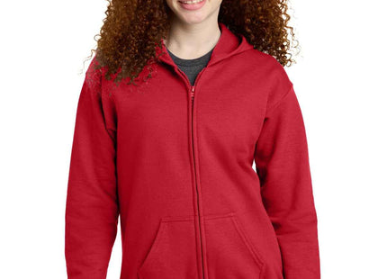 Gildan Youth Heavy Blend FullZip Hooded Sweatshirt 18600B Red