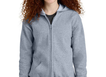 Gildan Youth Heavy Blend FullZip Hooded Sweatshirt 18600B Sport Grey