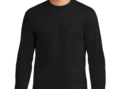 Gildan Ultra Cotton 100% US Cotton Long Sleeve T Shirt with Pocket 2410 Black