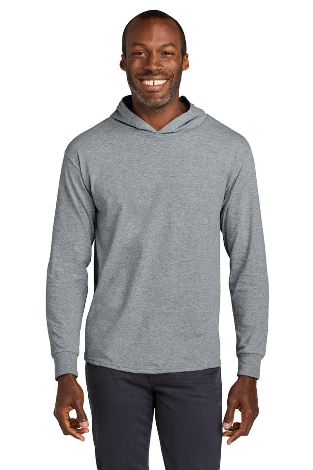 Jerzees Classics Unisex Cotton Long Sleeve Hooded T Shirt 363LH Athletic Heather