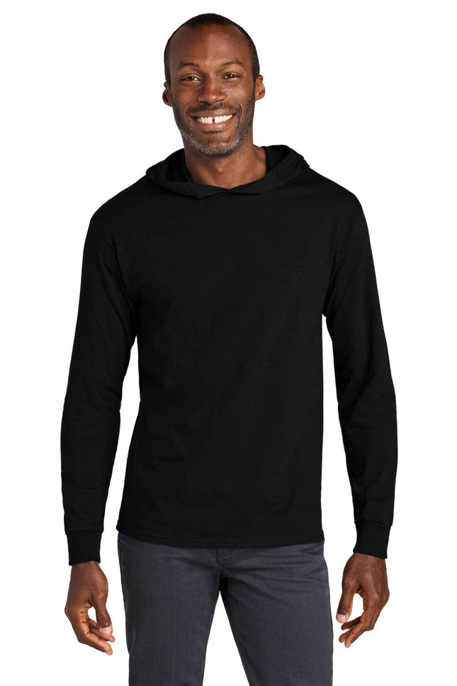Jerzees Classics Unisex Cotton Long Sleeve Hooded T Shirt 363LH Black Ink