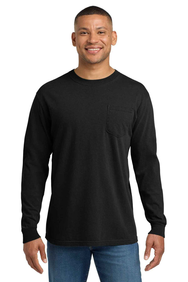COMFORT COLORS Heavyweight Ring Spun Long Sleeve Pocket Tee 4410 Black