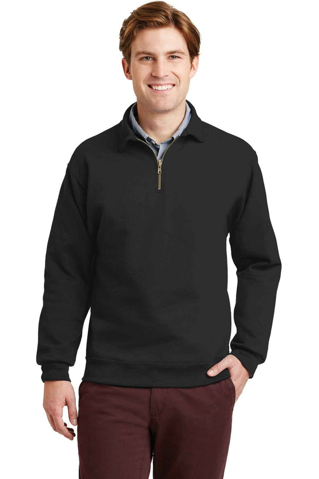 Jerzees Super Sweats NuBlend 1/4Zip Sweatshirt with Cadet Collar 4528M Black