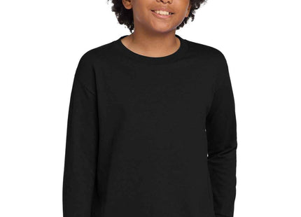 Gildan Youth Heavy Cotton 100% Cotton Long Sleeve T Shirt 5400B Black