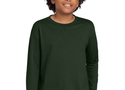 Gildan Youth Heavy Cotton 100% Cotton Long Sleeve T Shirt 5400B Forest Green
