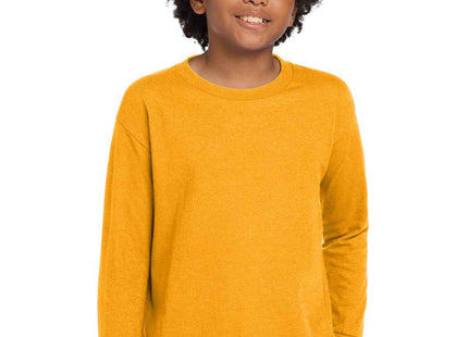 Gildan Youth Heavy Cotton 100% Cotton Long Sleeve T Shirt 5400B Gold