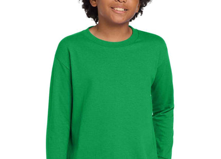 Gildan Youth Heavy Cotton 100% Cotton Long Sleeve T Shirt 5400B Irish Green