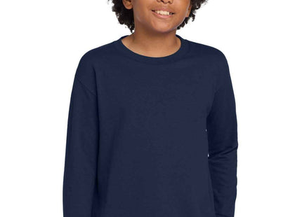 Gildan Youth Heavy Cotton 100% Cotton Long Sleeve T Shirt 5400B Navy