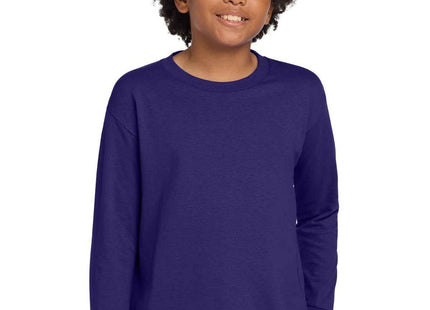 Gildan Youth Heavy Cotton 100% Cotton Long Sleeve T Shirt 5400B Purple
