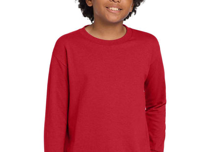 Gildan Youth Heavy Cotton 100% Cotton Long Sleeve T Shirt 5400B Red