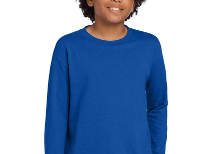 Gildan Youth Heavy Cotton 100% Cotton Long Sleeve T Shirt 5400B Royal