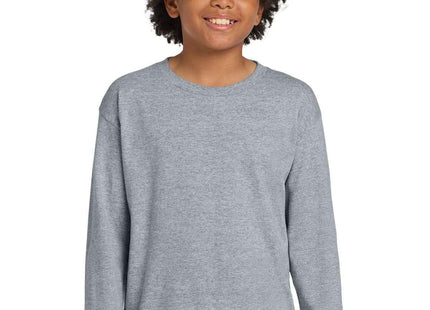 Gildan Youth Heavy Cotton 100% Cotton Long Sleeve T Shirt 5400B Sport Grey