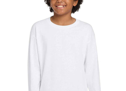 Gildan Youth Heavy Cotton 100% Cotton Long Sleeve T Shirt 5400B White