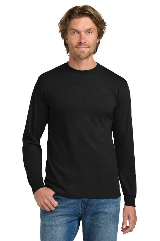 Gildan Heavy Cotton 100% Cotton Long Sleeve T Shirt 5400 Black