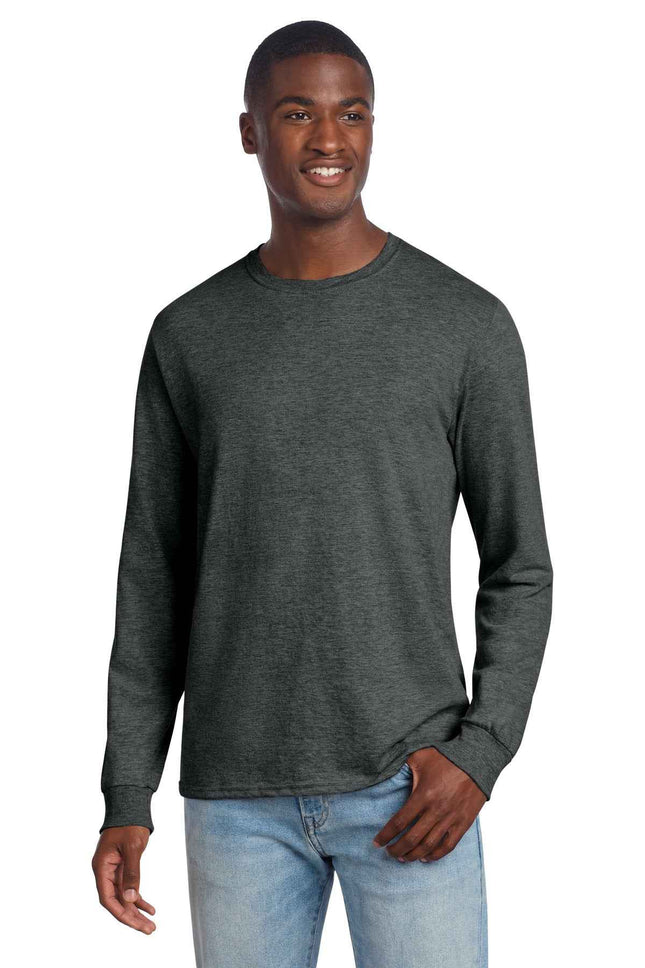 Jerzees Premium Blend Ring Spun Long Sleeve T Shirt 560LS Black Ink Heather