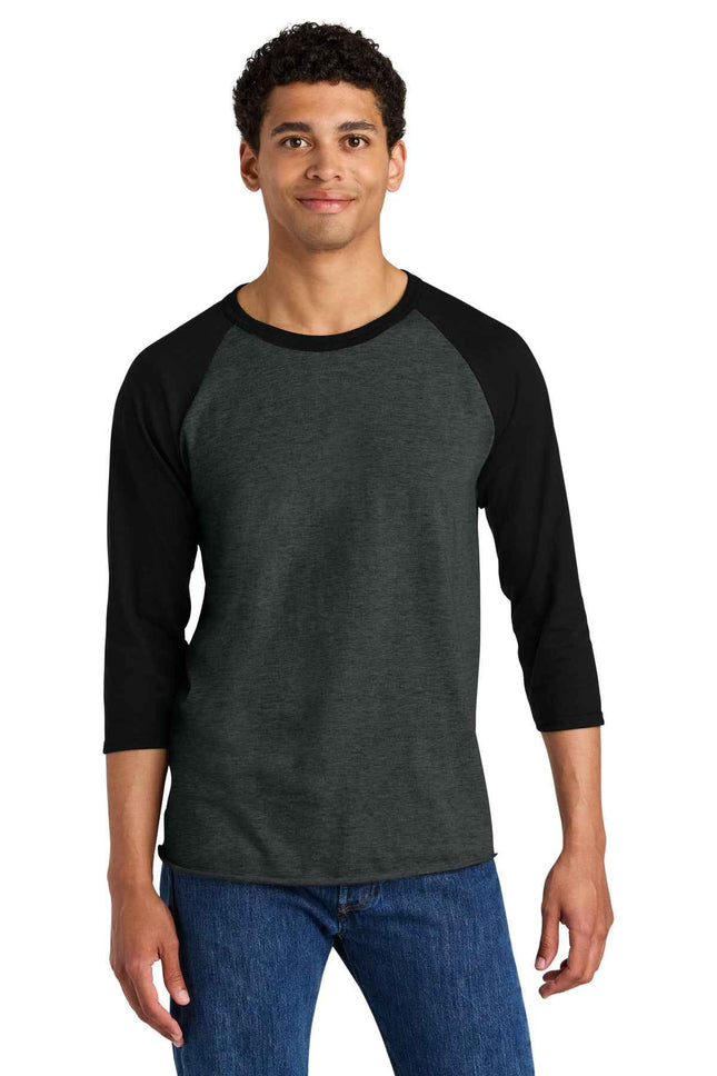 Jerzees Unisex Premium Blend Combed Ring Spun 3/4Sleeve Raglan 560R Black Ink Heather Black Ink
