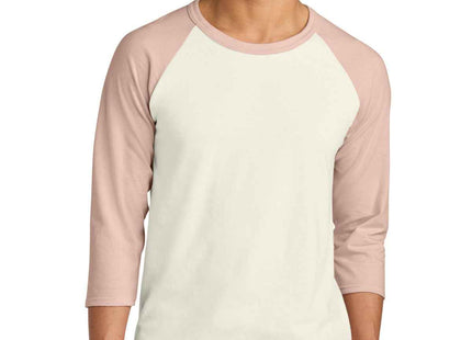 Jerzees Unisex Premium Blend Combed Ring Spun 3/4Sleeve Raglan 560R Sweet Cream Heather Blush Pink