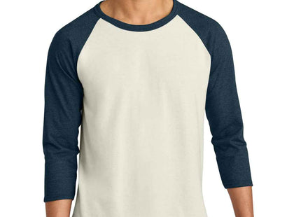 Jerzees Unisex Premium Blend Combed Ring Spun 3/4Sleeve Raglan 560R Sweet Cream Heather Indigo Heather