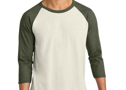 Jerzees Unisex Premium Blend Combed Ring Spun 3/4Sleeve Raglan 560R Sweet Cream Heather Military Green Heather