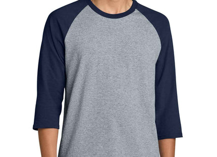 Gildan Heavy Cotton™ 3/4Sleeve Raglan T Shirt 5700 Sport Grey Trim Navy