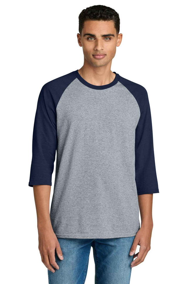 Gildan Heavy Cotton™ 3/4Sleeve Raglan T Shirt 5700 Sport Grey Trim Navy
