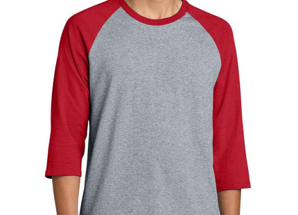 Gildan Heavy Cotton™ 3/4Sleeve Raglan T Shirt 5700 Sport Grey Trim Red