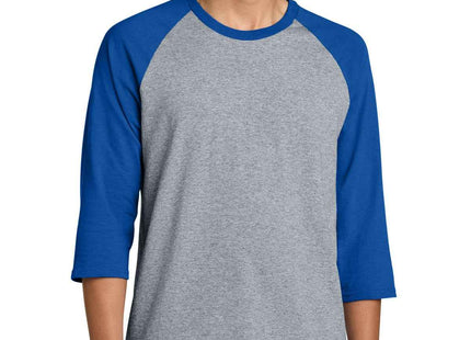 Gildan Heavy Cotton™ 3/4Sleeve Raglan T Shirt 5700 Sport Grey Trim Royal