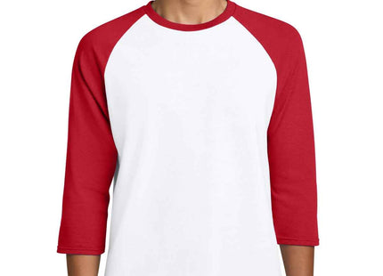 Gildan Heavy Cotton™ 3/4Sleeve Raglan T Shirt 5700 White Red