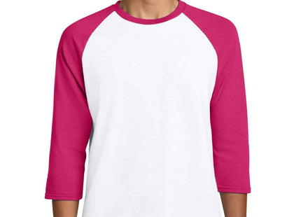 Gildan Heavy Cotton™ 3/4Sleeve Raglan T Shirt 5700 White Trim Heliconia
