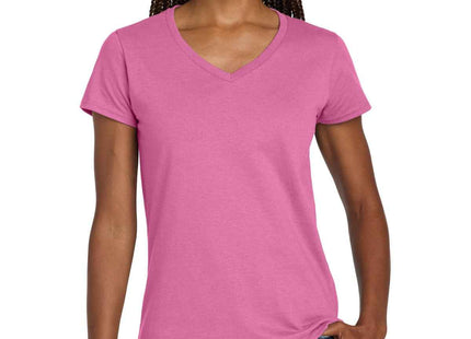 Gildan Women's Heavy Cotton 100% Cotton VNeck T Shirt 5V00L Azalea