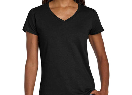 Gildan Women's Heavy Cotton 100% Cotton VNeck T Shirt 5V00L Black